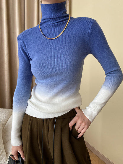 Art Purple High-neck Gradient Long Sleeve Sweater Qx018