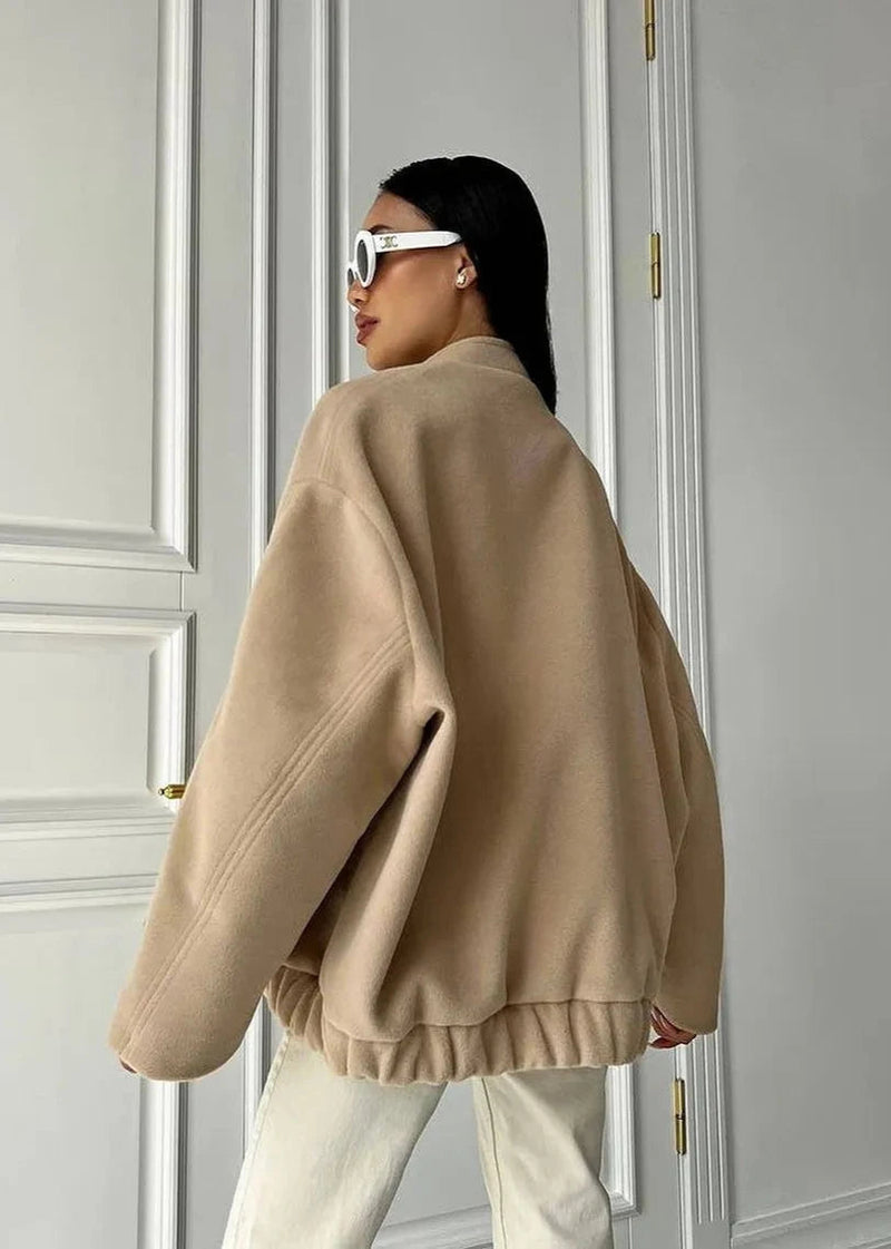 Oversized Stand Collar Coat With Large Pockets