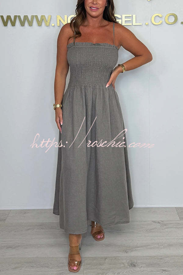 Color Short Jacket and Suspender Pleated Maxi Dress Set