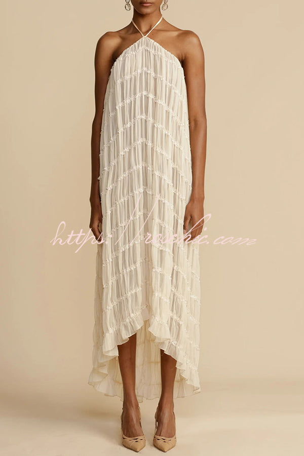 Versatility and Charm Pleated Drawstring Waist Tiered Maxi Skirt