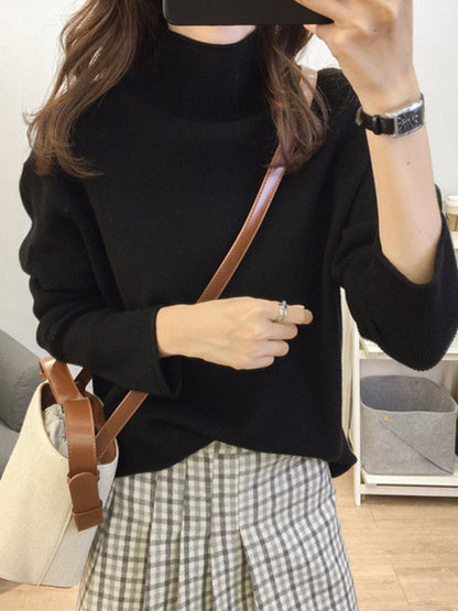 Purple Half Turtleneck Long Sleeve Sweater An1049