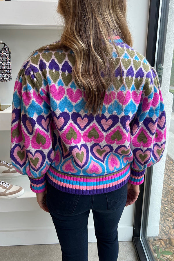 Blue\/pink Heart Sweater