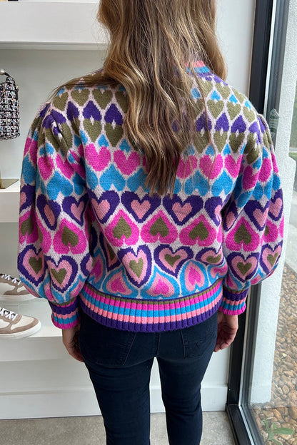 Blue\/pink Heart Sweater