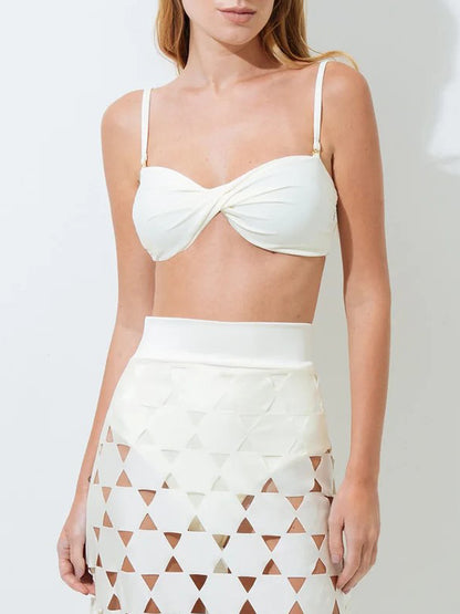 Design Color Bikini Set and Cut-out Skirt