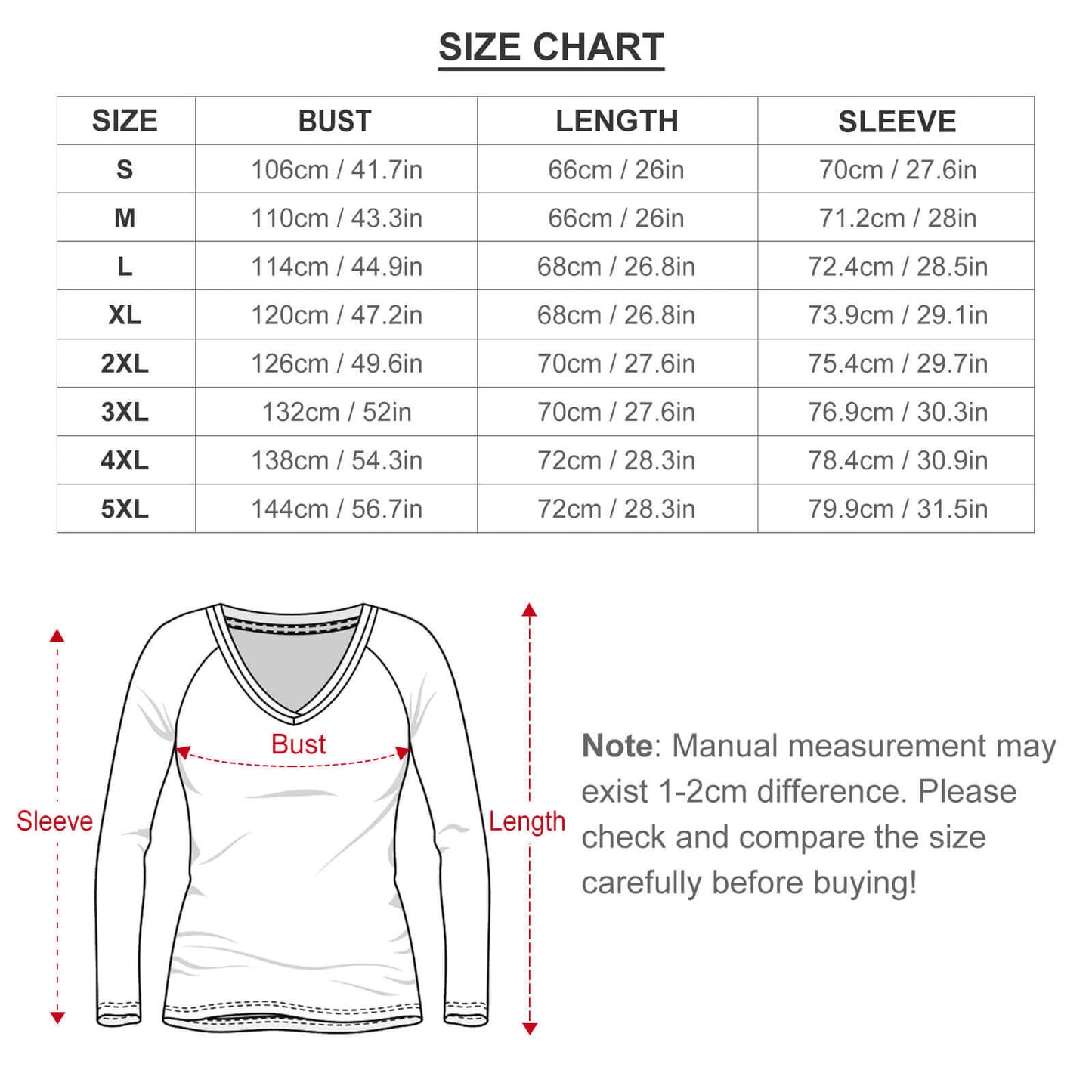 Print V-neck Long Sleeve T-shirt