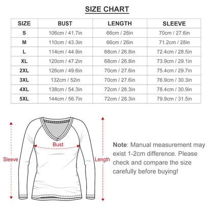 Print V-neck Long Sleeve T-shirt