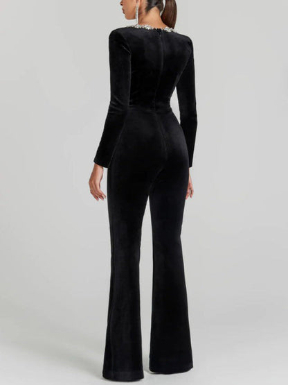 Crystal Embellished Flared Jumpsuit