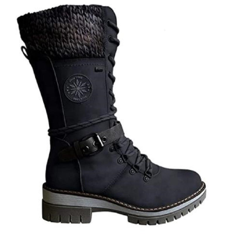 Mid Tube Square Heel Round Toe Martin Boots