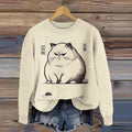 Comstylish Vintage Cat And Mouse Japanese Art Print Art Cozy Knit Sweater