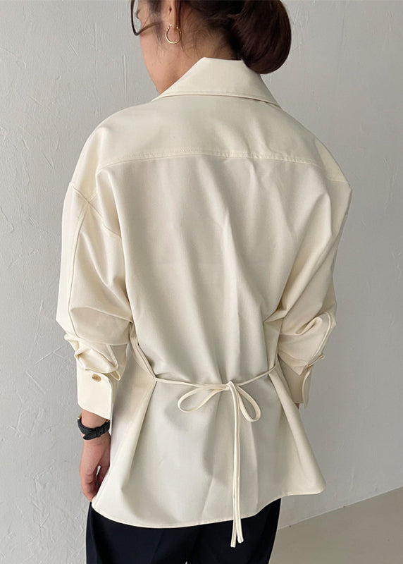 Modern Blouses Spring White Up Side Zip Open