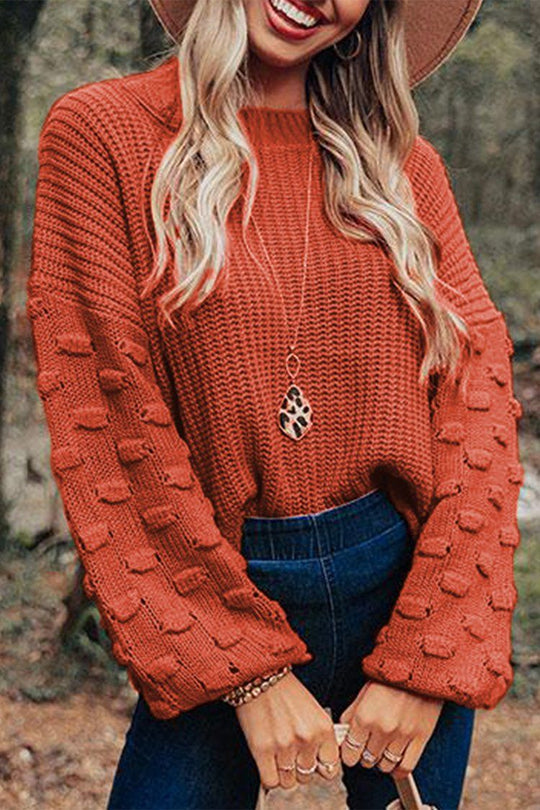 Puffy Sleeve Cable Oversized Knit Sweater