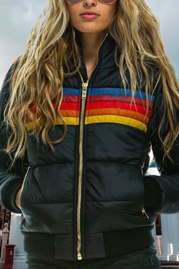 Winter Stitching Hooded Long Sleeve Coat