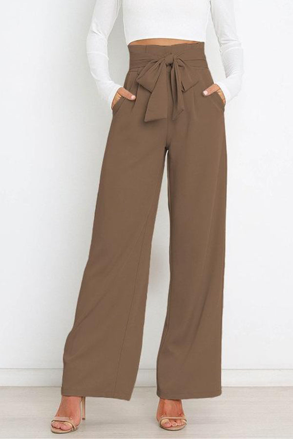All-match Wide-leg Pants Tie-up Bow Trousers
