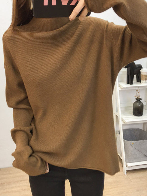 Purple Half Turtleneck Long Sleeve Sweater An1049