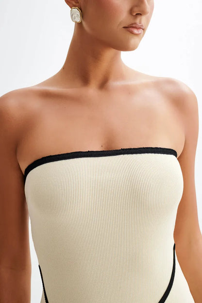 Joanna Strapless Asymmetrical Knit Mini Dress