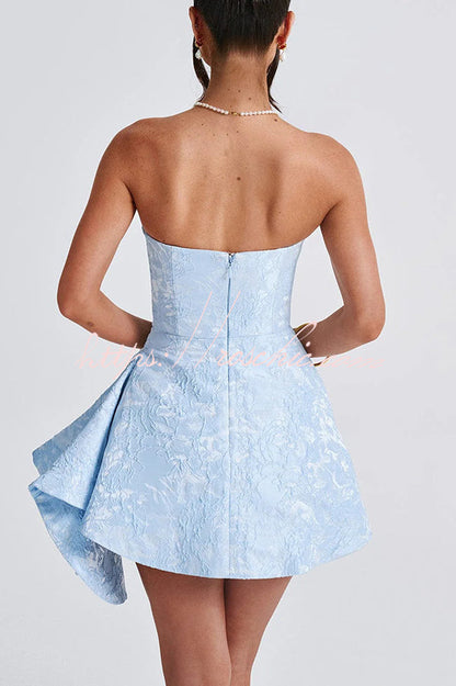 Jacquard Off-shoulder Backless Fitted Mini Dress