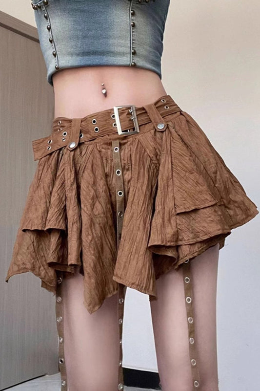Wasteland Belt Asymmetrical Mini Skirt