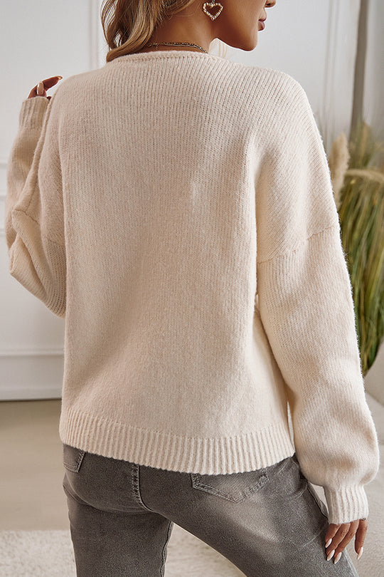 Color Loose Lace-up Knitted Sweater