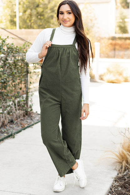 Color Pocketed Corduroy Overall
