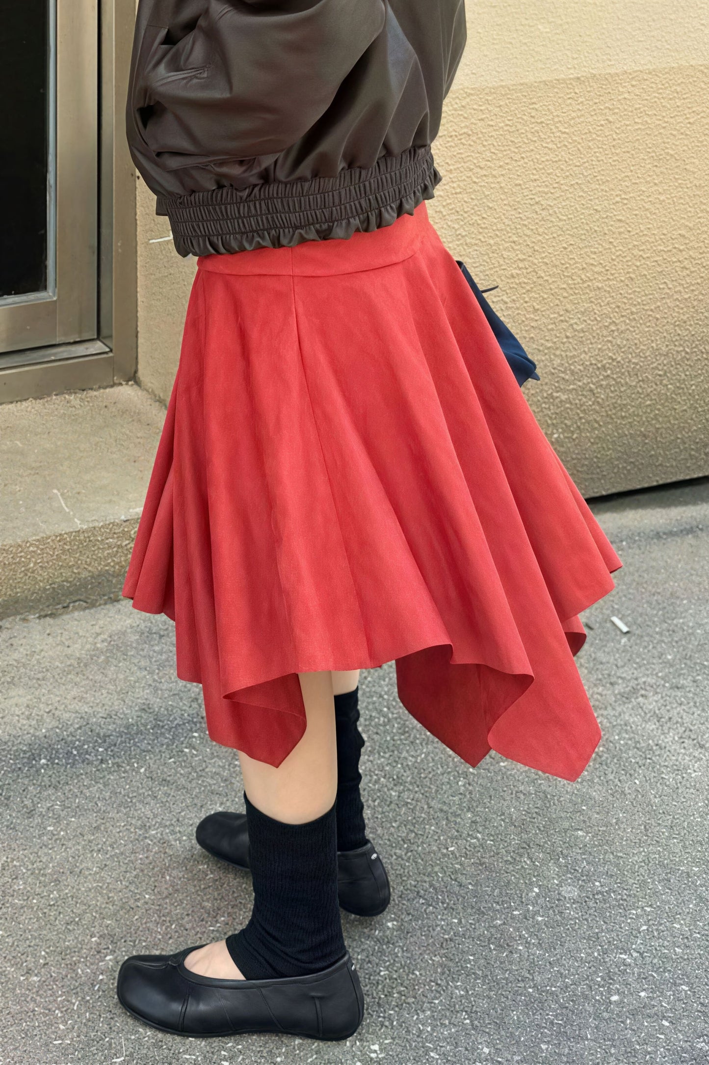 Suede High Waist Asymmetrical Skirt
