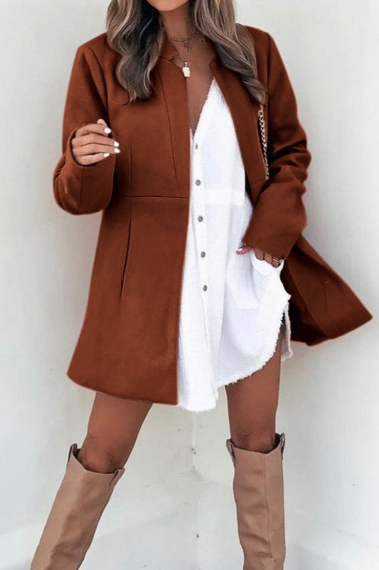 Brushed Wool Long Sleeve Coat
