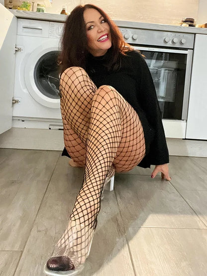 Tossy Summer Thin Transparent Crystal Fishnet Tights Stockings High Wasit Elastic Black Tights Sheer Dot Pantyhose