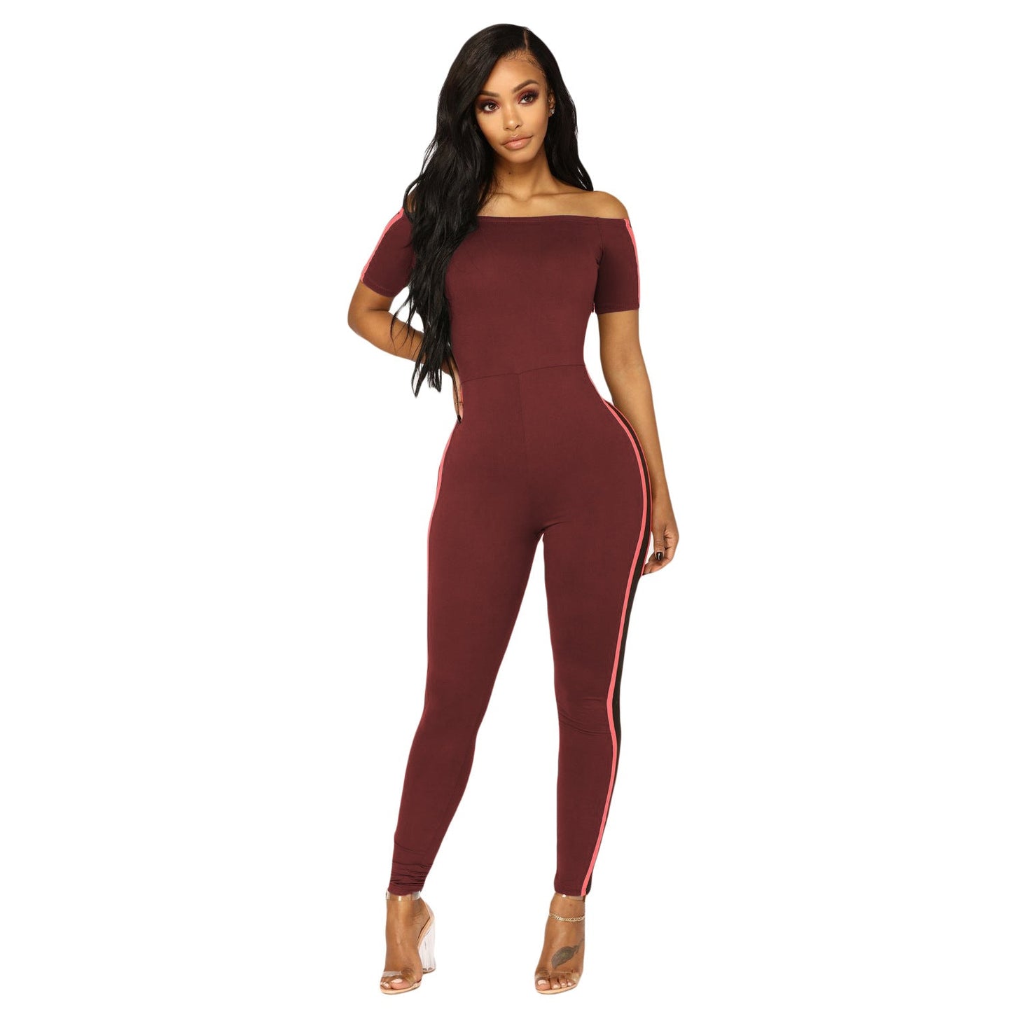 Summer Classic Off Shoulder Striped Jumpsuit
