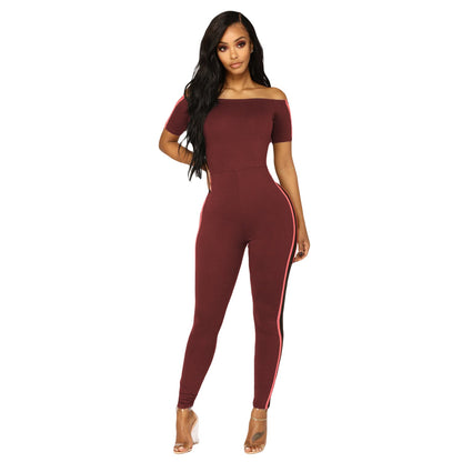 Summer Classic Off Shoulder Striped Jumpsuit