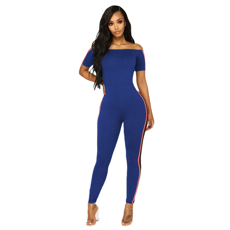 Summer Classic Off Shoulder Striped Jumpsuit