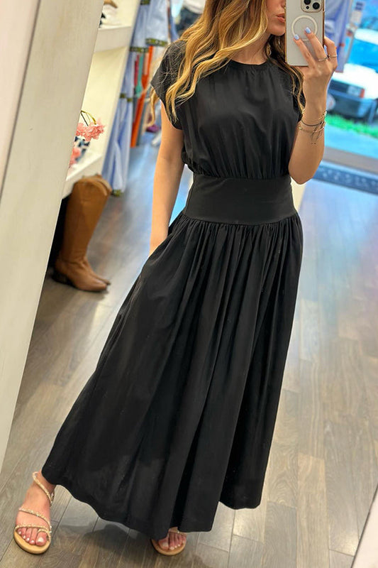 Make a List Elastic Waist Pocketed Relaxed Midi Dress