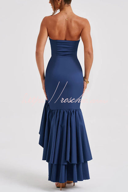Off-shoulder Slim Fit Irregular Hem Maxi Dress