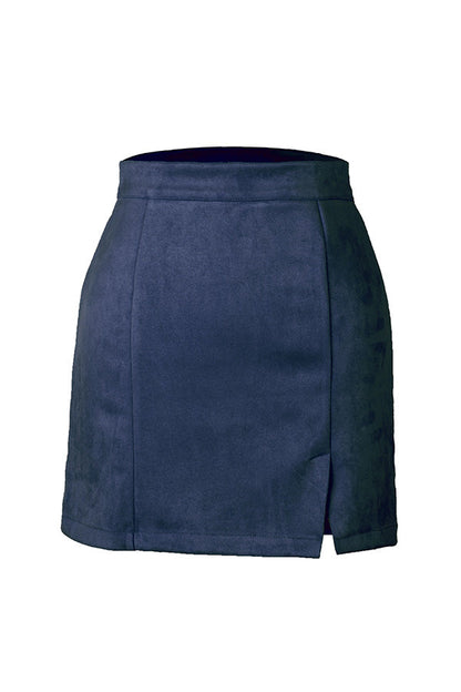 High-waist Zipper Autumn and Winter A-line Color Skirt