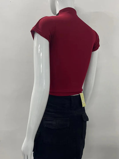 Aesthetic Short Sleeve T-shirt Summer Y2k Clothes Gothic Girl Crop Tops Print Baby Tee