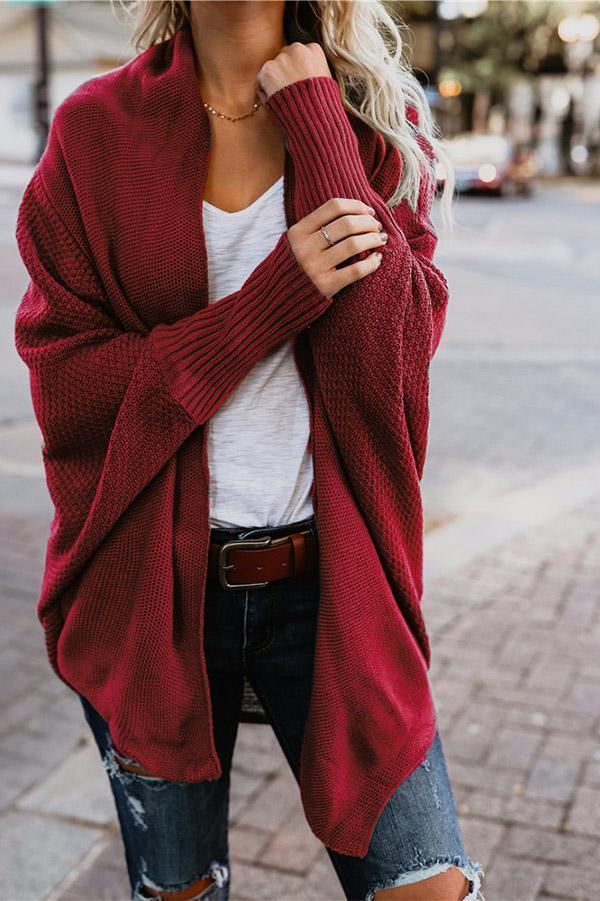 Bat Sleeve Long Knitted Cardigan Sweater
