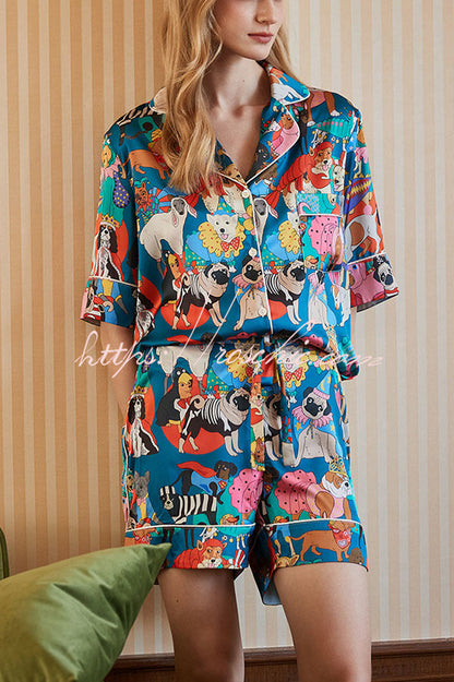 Halloween Dog Print Home Shorts Two-piece Set