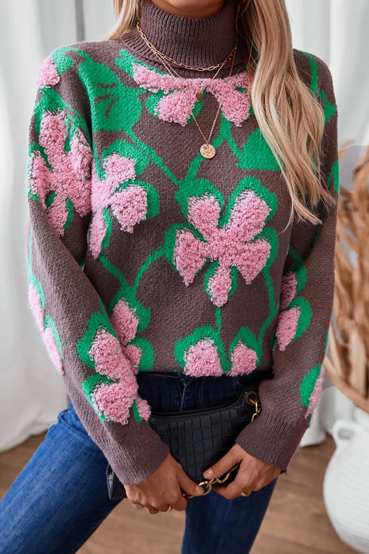 Pink Plush Collar Loose Pullover Sweater
