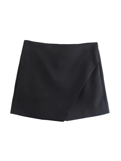 New Candy Color Asymmetrical Shorts Skirts Lady Zipper Fly Pockets Hot Shorts Pantalone