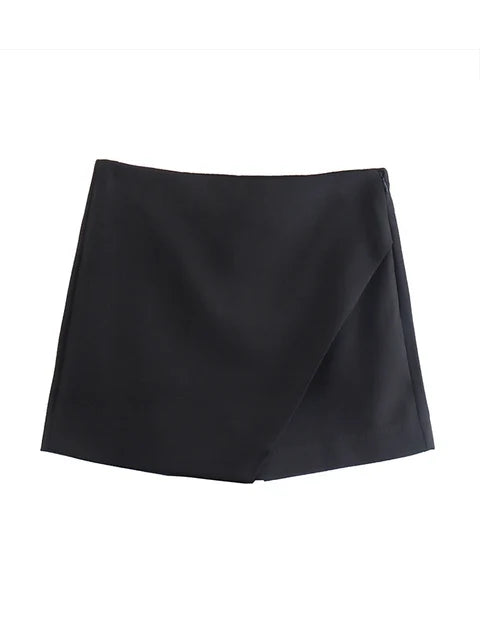 New Candy Color Asymmetrical Shorts Skirts Lady Zipper Fly Pockets Hot Shorts Pantalone