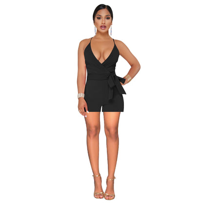 Deep V Plunge Neck Romper