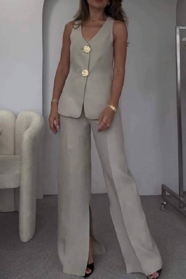 Color Sleeveless Vest \u0026 Suit Pants Two-piece Set