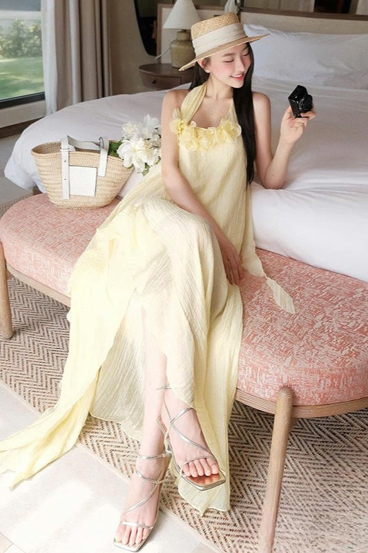Halter Slim 3d Maxi Dress