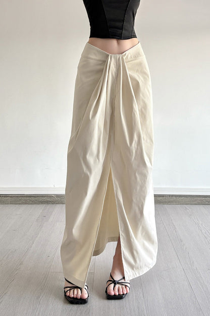 Knotted Waist High-slit Bodycon Skirt