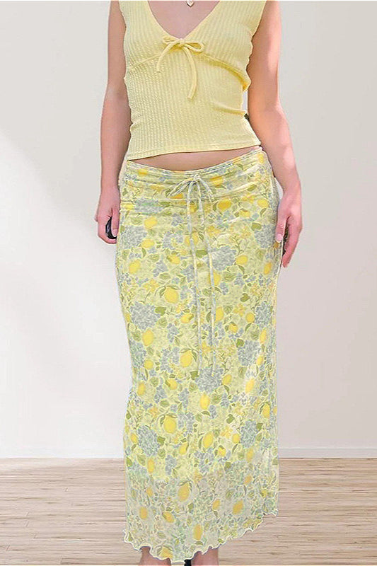 Slim Print Matching Skirt