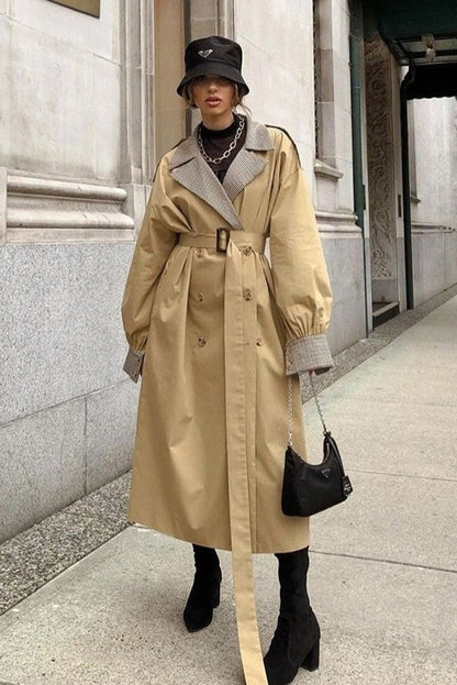 Paneled Double-breasted Trench Coat