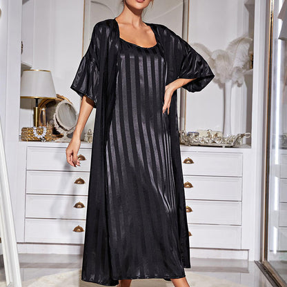 Two Pieces Dress and Cardigan Pajama Sets