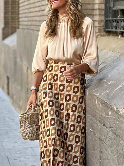 Polka Dots Printed High Waist Skirt