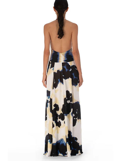 Tie Dye Gradient Printed One Piece Swimsuit and Skirt