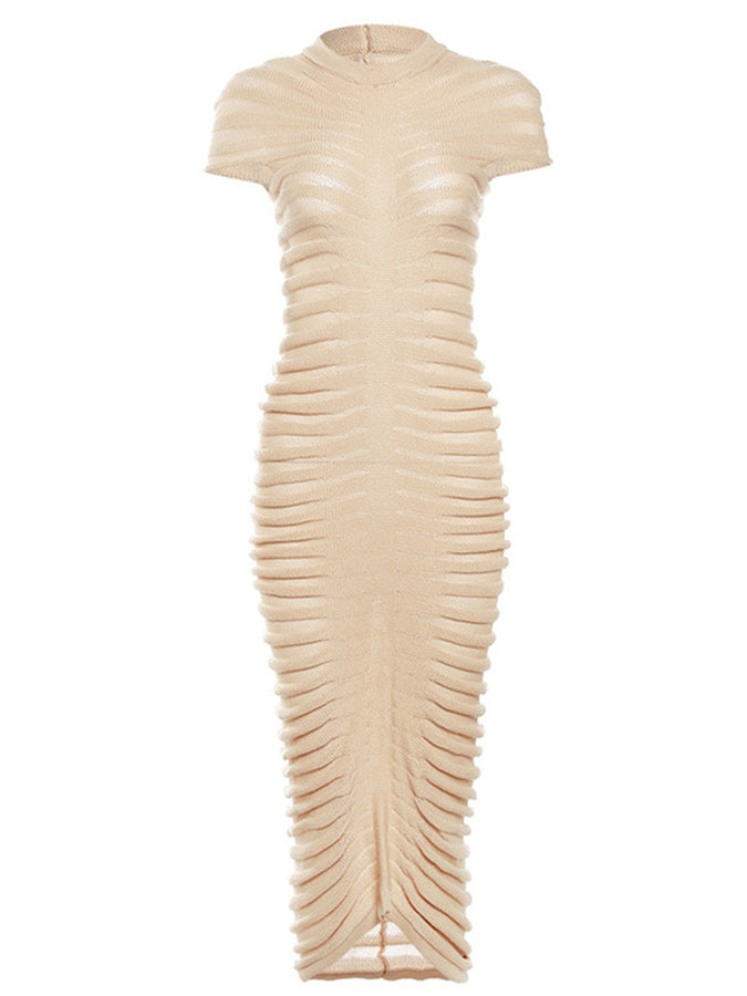 Short Sleeves Slim Knitted Maxi Dress