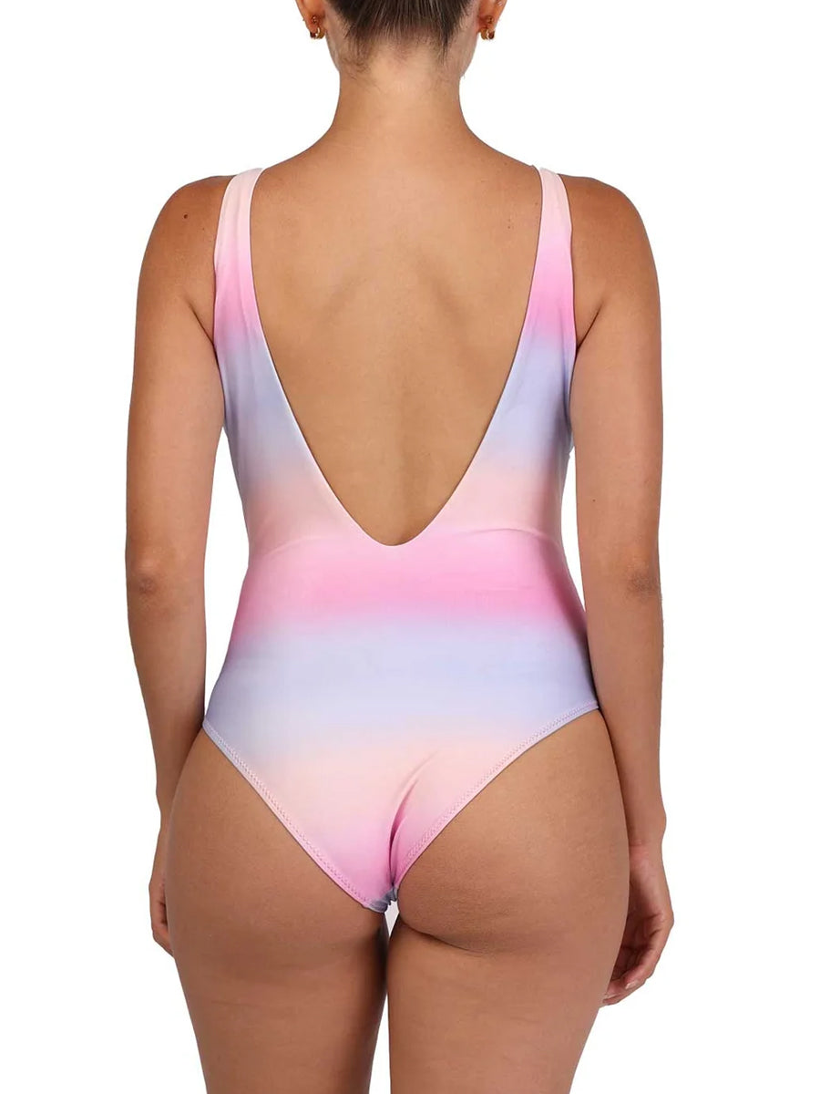 Gradient Color Bikini and Skirt