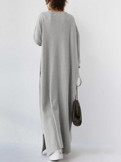 V Neck Long Sleeves Knit Maxi Dress